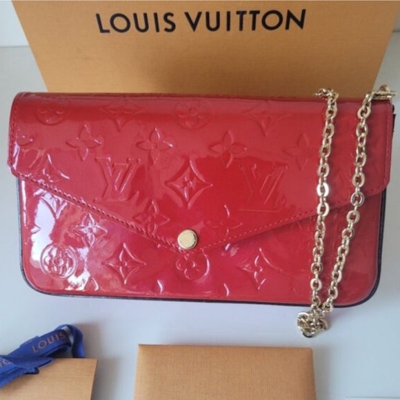 Louis Vuitton Red Felicie Pochette Bag - Picture 9 of 15